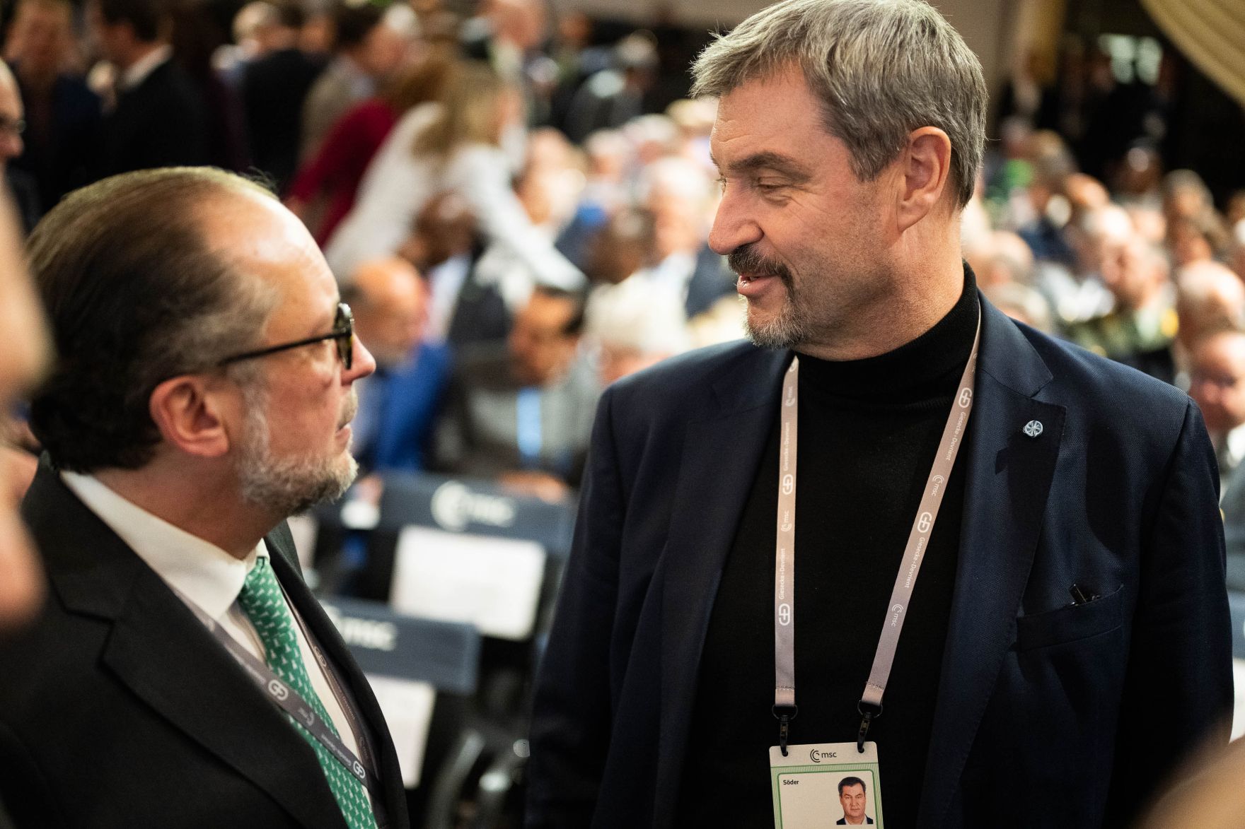 _MGR1125.jpg Am 14. Februar 2025 nahm Bundeskanzler Alexander Schallenberg (l.) an der Münchner Sicherheitskonferenz teil. Im Bild mit Bayerns Ministerpräsident Markus Söder (r.).