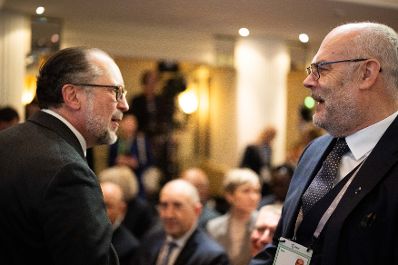 Am 14. Februar 2025 nahm Bundeskanzler Alexander Schallenberg (l.) an der M&uuml;nchner Sicherheitskonferenz teil. Im Bild mit Estlands Pr&auml;sidenten Alar Karis (r.).